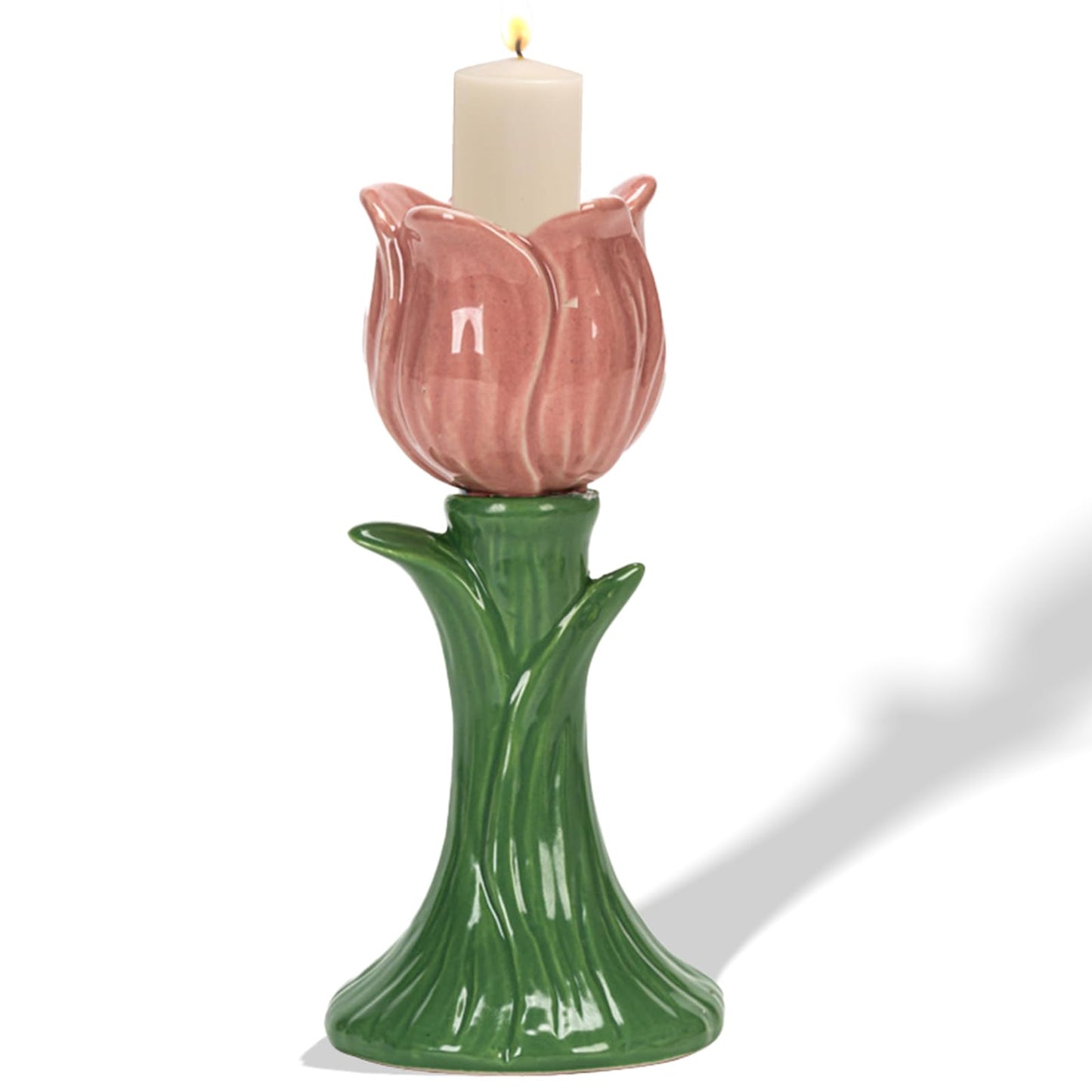 Ceramic Candlestick Holder， Candle Holder for Taper Candles,Incense, Santo Palo, Halloween Christmas Wedding Parties, Dining Room Home Decoration Display (Pink)