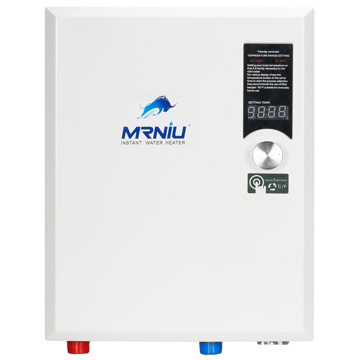 240V Tankless Water Heater, 27kW Electric Instant Hot Water Heater with LED Temperature Display, On-Demand Endless Hot Water for Whole House Shower, Space-Saving Design for Residential Use