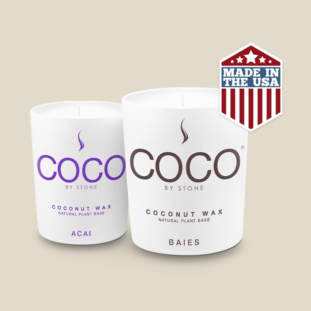COCO by Stone 6.5oz Candle, Coconut Apricot Wax Candle for Home (Amber), Home Fragrance Product, 1-Wick Candle, Enhances Indoor Aroma, Vegan & Cruelty-Free, Clean Burning, Hand-Poured