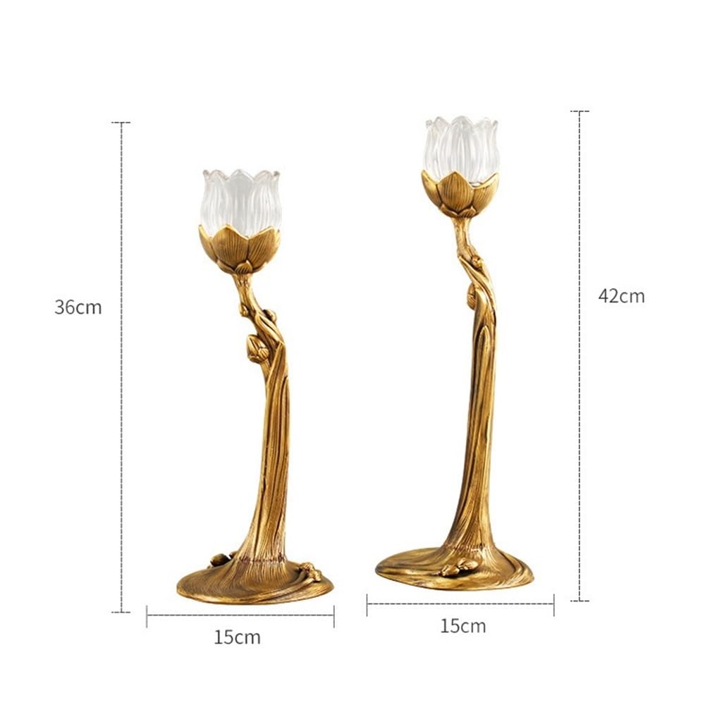 LIBANGRONG-888 Candle Sconces Brass Glass Candlestick High-end Ornaments Home Atmosphere Light Luxury Decorative Candle Holder Candle Stand/Display Candelabra(Large)