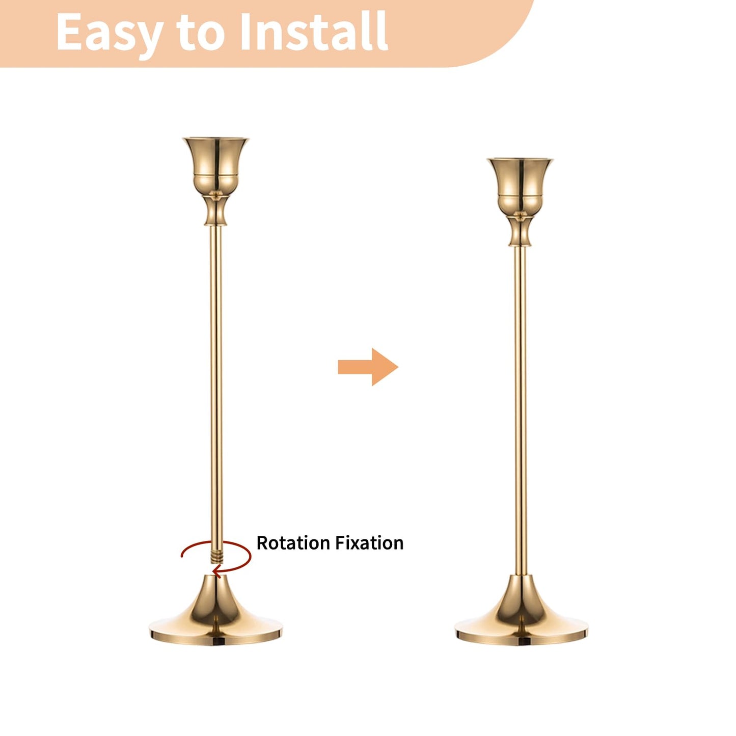 Nuptio Candlestick Candle Holders 30 Pcs Candle Stick Holder Gold Taper Candle Holder Candle Stand for Wedding Party Thanksgiving Halloween Birthday Mantel Baby Shower Table Centerpieces Decor