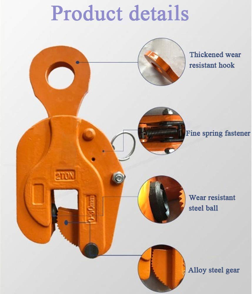 Vertical Plate Lifting Clamp 6614LB/ 3 ton Heavy Duty Alloy steel Hoisting hook for Industry Crane Home Business (CapacIty 3 ton)