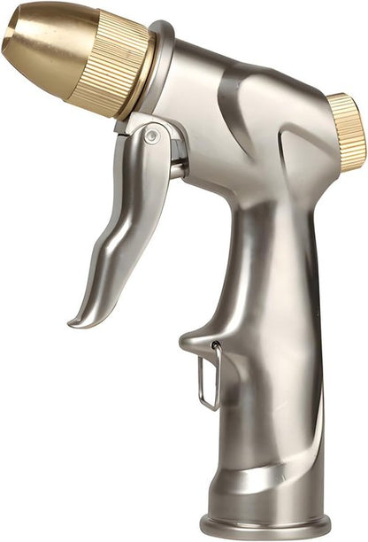 Heavy Duty Metal Hose Nozzle by Upgraded | 4 Spray Patterns for High Pressure Watering & Car Washing