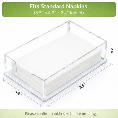 Fengzhe Acrylic Guest Towel Napkin Holder, Clear Bathroom Paper Hand Towels Storage Tray, Disposable Paper Towel Holder for Bathroom, Kitchen, Parties, Weddings, and Various Events 8.5x4.9x2.4 inches