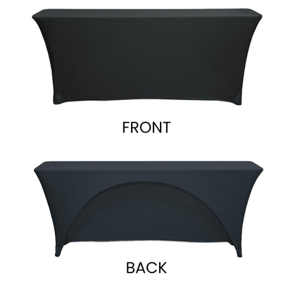 YOUR CHAIR COVERS - Spandex 8 Ft x 18 Inches, Narrow Classroom Open Back Rectangular Training Stretch Tablecloth - Black