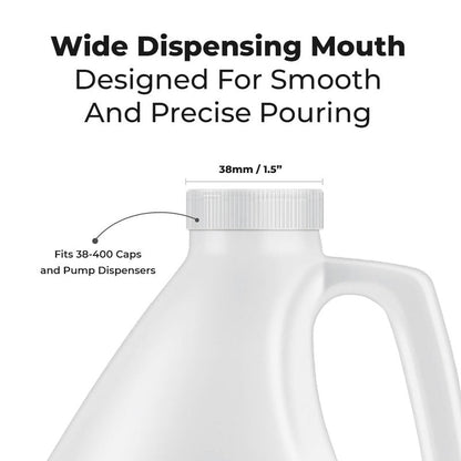 1-Gallon Plastic Jug (4-Pack) Reusable w/Shipping Box, Food-Safe, BPA Free | Heavy-Duty HDPE Containers for Water, Sauces, Soaps, Detergents, Liquids | Screw-On Cap transparent