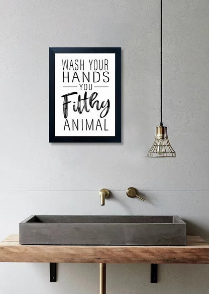 Skiennix Bathroom Decor Wall Art - Black and White Framed Prints for Guest Toilets & Kids' Washrooms