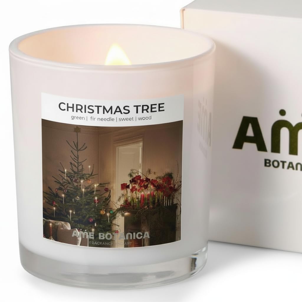 AME BOTANICA Wood Wick Candles That Crackle | Fir Pine Needle Balsam Candle Luxury Scented | Wooden Wick Candle – Hand Poured in The USA – Home Decor – Non Toxic Soy Candles – Gift for Men and Women