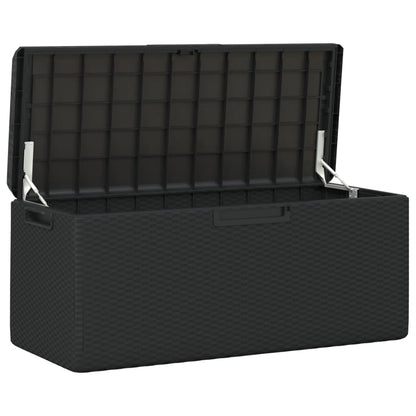 hliofuir Patio Storage Box, 92.5 Gallon Deck Box for Garden and Terrace, Synthetic Polypropylene Outdoor Container with Gas-Lift Lid, Anthracite, 48.8 x 48.8 x 23.2 in