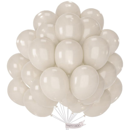 PartyWoo Pearl Beige Balloons 50pcs 12 Inch Off White Sand Cream Ivory Latex Helium Balloons for Graduation Anniversary Engagement Wedding Bridal Baby Shower Birthday Party Decorations White-Z41