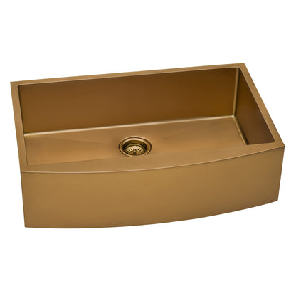 Ruvati Copper Tone 30-inch Apron-Front Farmhouse Kitchen Sink - Matte Bronze Stainless Steel Single Bowl - RVH9660CP