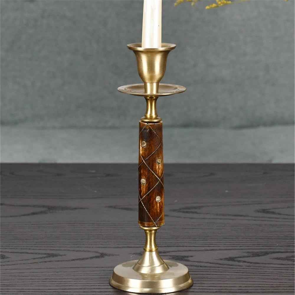 Candlestick Holders High-Grade Brass Candlestick Retro Handicraft Candlestick Home Restaurant Decoration Shooting Props Ornaments Candle Holders