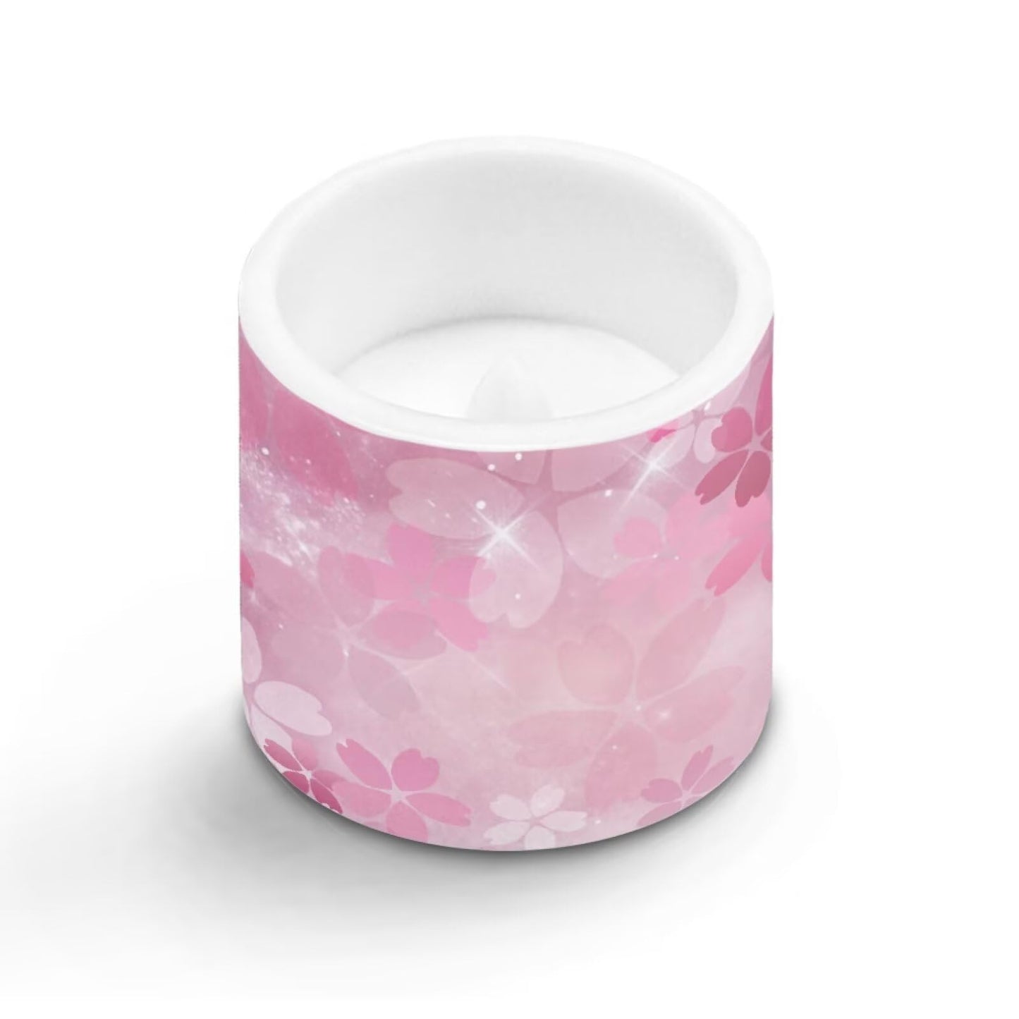 Cozeyat Pink Blossom Flameless Candles 4 Pack Battery Operated with Remote Control Timer LED Pillar Candles Waterproof for Indoor Outdoor Decor