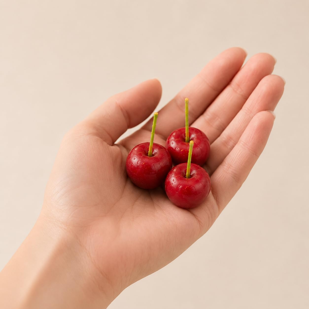 Set of 12 Cherry Birthday Candles – Handmade Beeswax Cake Candles with Cotton Wicks – Eco-Friendly Red Cherry Shaped Candles for Parties, Weddings, Cupcakes, Celebrations