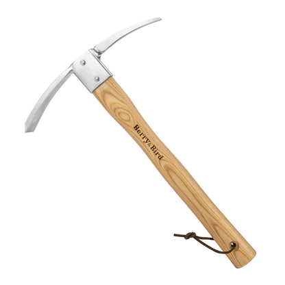 Berry&Bird Gardening Pick Axes, Stainless Steel Pickaxe Mattock Hoe with Wooden Handle, Heavy Duty Pick Axe Hand Tool for Transplanting Digging Planting Loosening Soil Camping or Prospecting