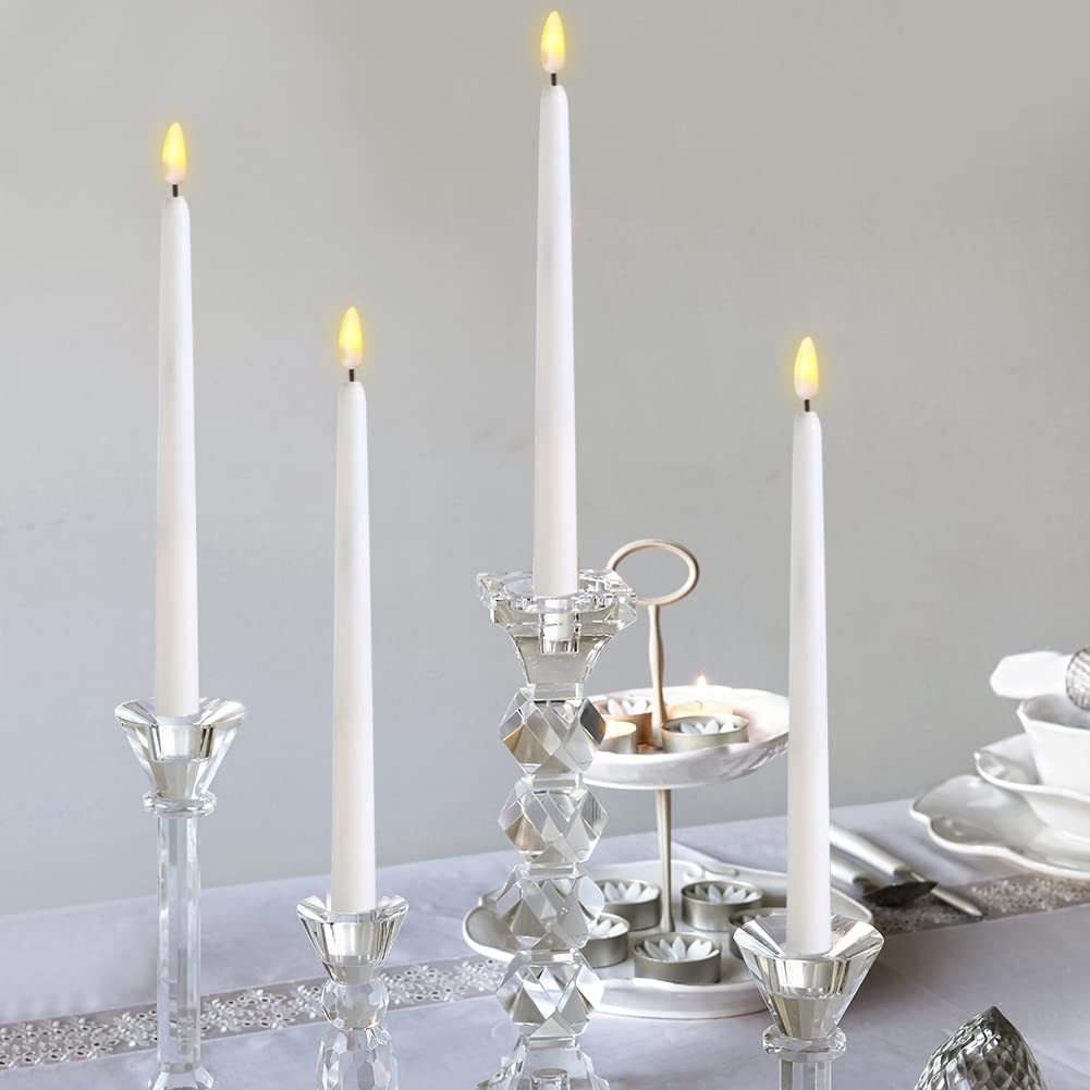 Ni-JASW White Flameless Taper Candles with Remote, Flickering Battery LED Candlesticks Spring Home Candle Decor Set of 12