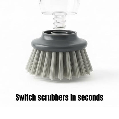 Soap Dispensing Dish Brush with Replaceable Heads – Leak-Proof Kitchen Scrub Brush for Dishes, Sinks & Pots – Ergonomic Non-Slip Handle