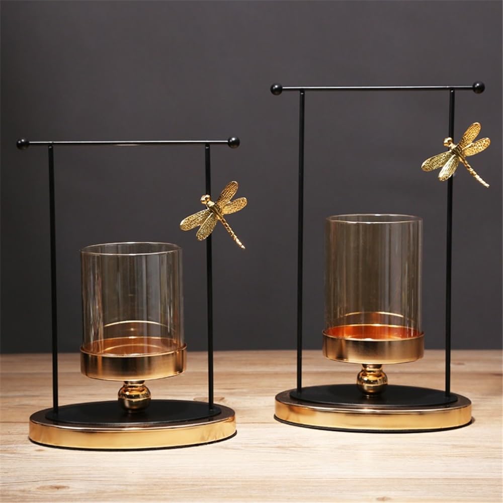 cfycfy987 Candelabra Luxury Glass Candlestick Living Room Dining Table Home Decoration Metal Candle Holder Candle Sticks Holder(Large)