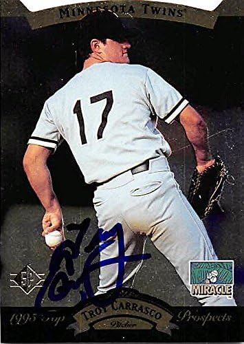 Sports Memorabilia Autograph Warehouse 245103 Troy Carrasco Autographed Baseball Card - Minnesota Twins 1995 Upper Deck Top Prospects - No. 86