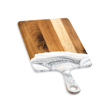 Lynn & Liana Handmade 8-inch x16-inchMedium Acacia Cheeseboard, Marble Design (ACB-816-MAR)