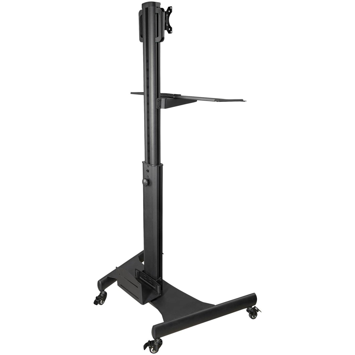 StarTech.com Mobile Workstation Cart with Monitor Mount, CPU/PC Holder, Keyboard Tray - Ergonomic Height Adjustable Desktop Cart - Rolling Mobile Standing Workstation on Wheels (WKSTNCART)
