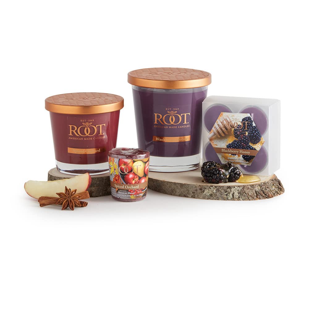 Root Candles Scented Candles Honeycomb Beeswax Blend Premium Handcrafted Candle, Large Veriglass, BlackBerry Honey