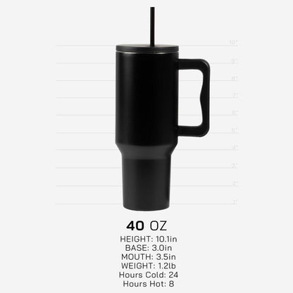 KBOTTLE Modern 40 oz Trek Tumbler with Handle and Straw Lid | Cup Holder Friendly Insulated Stainless Steel Travel Mug (Black)