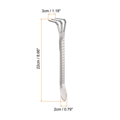 PATIKIL Root Rake, Stainless Steel 3 Prong Thickened Non-Slip Handle Loosening Soil Cultivator with Spatula for Backyard Bonsai Pot Planting, Silver