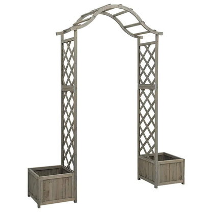 Solid Firwood Garden Pergola with Decorative Inlays and Planter Natural Wood Garden Structure for Outdoor Patio Decor