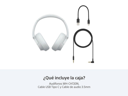 Sony WH-CH720 Noise Canceling Wireless Bluetooth Headphones - Built-in Microphone - up to 35 Hours Battery Life and Quick Charge - White