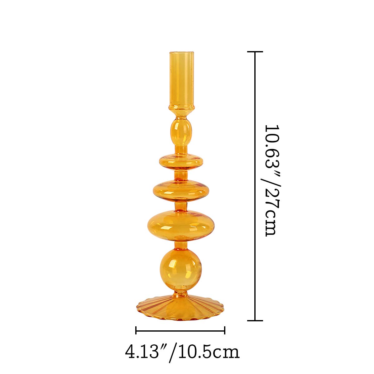 LKXHarleya Glass Candlesticks Holders, Retro Glass Candle Holder for Taper Candle Table Centerpiece Wedding Party Home Decoration, Orange