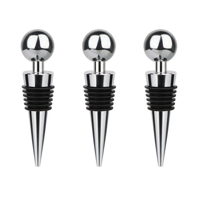 3 Pcs Wine Stopper Bottle Stopper Wine Saver, Yimerlen Silicone Vacuum Wine Bottle Corks, Reusable Wine Stopper Used for Bar, Holiday Party Keep Wine Fresh Suitable for Standard Bottle (Silver)