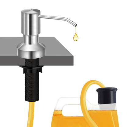 Sink Soap Dispenser for Kitchen Sink, Countertop Built in Sink Soap Dispenser with 47” Extension Tube kit, No Need to Fill The Little Bottle Again (Gray)