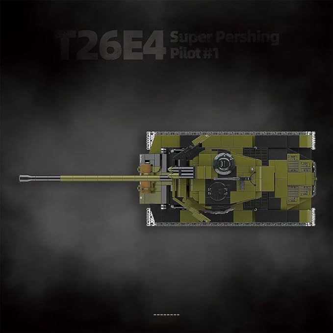 39059 T26E4 Super Pershing Test Vehicle No.1 Building Block Set 1322 Pieces Military 1:28 Scale Tank Model Toys Ideal Gift for Room Decoration or Collection