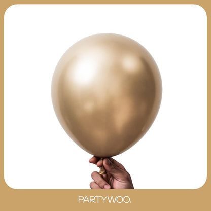 PartyWoo Metallic Gold Balloons 140pcs Different Sizes of 18 12 10 5 Inch Chrome Gold Balloon Arch Kit Garland for Birthday Graduation Baby Shower Wedding Bachelorette Party Decorations Gold-G127