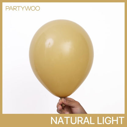 PartyWoo Tan Balloons 50pcs 12 Inch Light Brown Neutral Boho Coffee Latex Helium Balloons for Graduation Wedding Boy Baby Shower Safari Jungle Cowgirl Woodland Birthday Party Decorations Brown-F19