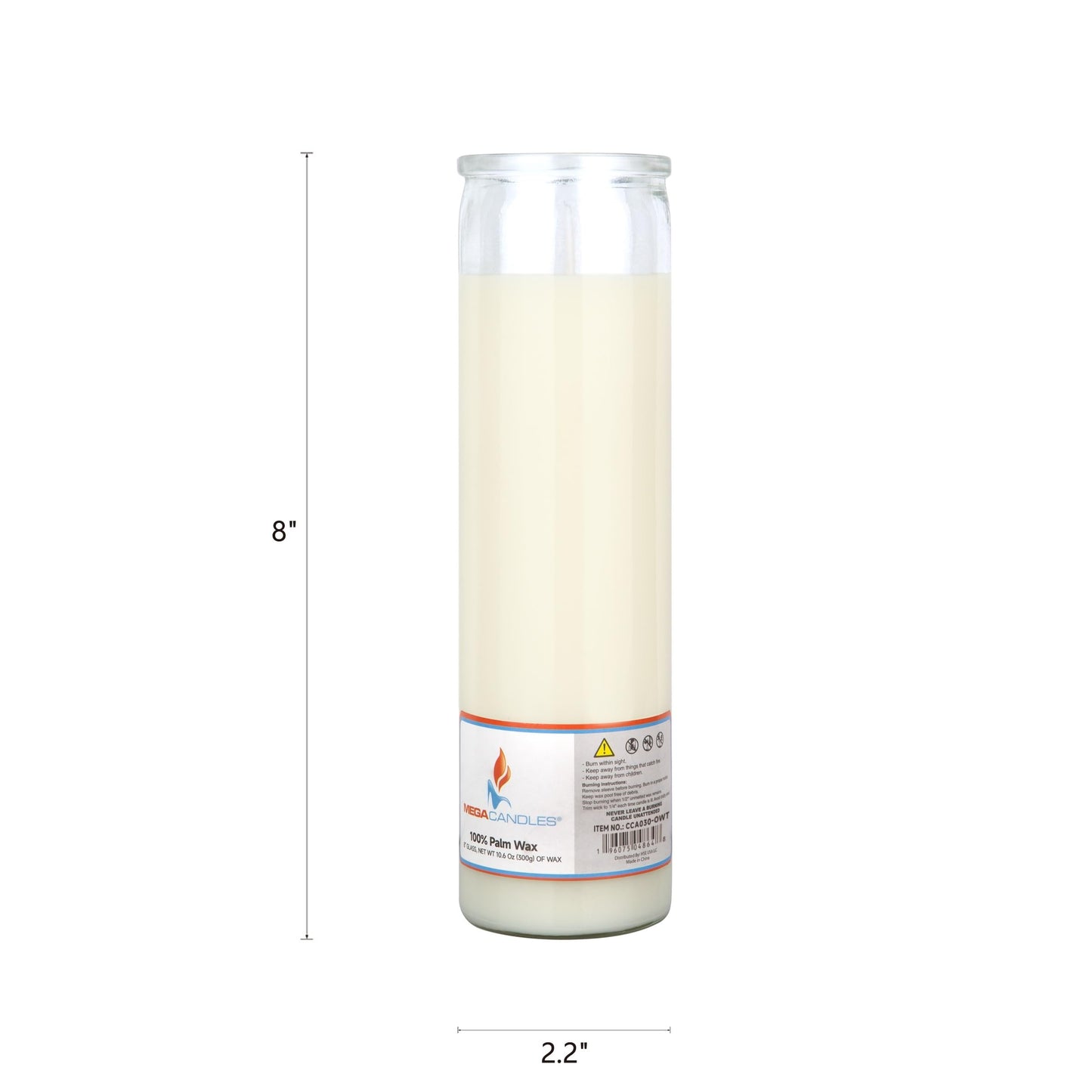 Mega Candles 1 pc Unscented Off White Glass Container Devotional Prayer Candles, Shortening Wax Candle 2 Inch x 8 Inch, Sanctuary, Vigils, Prayers, Spiritual, Blessings, Religious, Altar, Remembrance