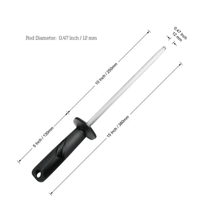 SHARPAL 117N Professional Kitchen Knife Sharpening Honing Steel Sharpener Rod Restore Blade Quickly(10 Inch)
