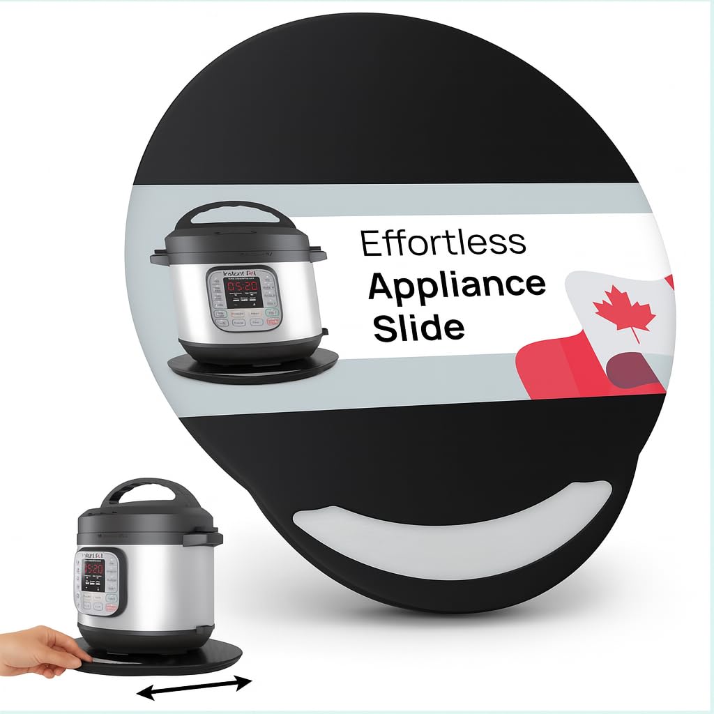 Ibyx Elegant Round Sliding Tray for Your Pressure Cooker, Air Fryer & Heavy Kitchen Appliances - Sturdy, Slides Easily from Under The Cabinet (Natural, 13”)