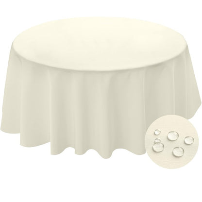 BYDOLL Table Cloth Round 48 Inch Tablecloth Fits Max38 Inch Diameter Top,Beige Washable Outdoor Winkle and Stain Resistant Spillproof Polyester Tablecloths for Round Tables Party Cover