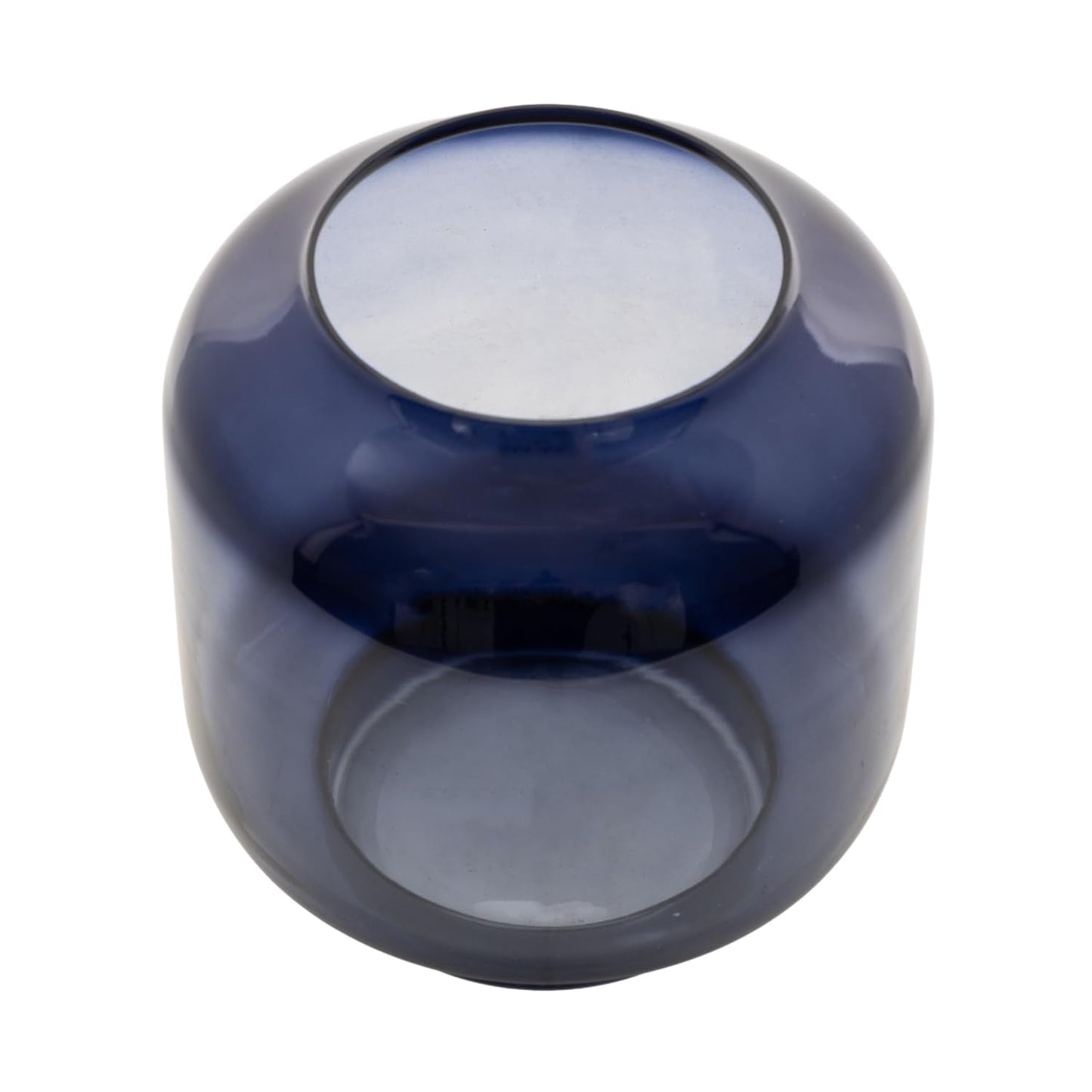 Deco 79 Glass Room Hurricane Lamp Tinted Wide Hurricane Candle Holder with Elevated Base, Table Centerpiece Lamp 7" x 7" x 8", Blue