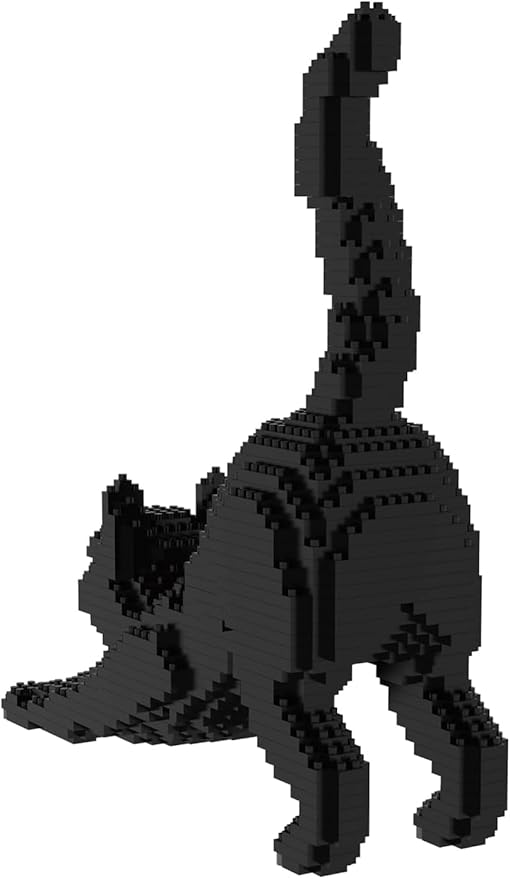 Larcele Cat Micro Building Blocks Animal Set DIY Mini 3D Building Toy Bricks Kit999 Pieces KLJM-05 (Black Cat)