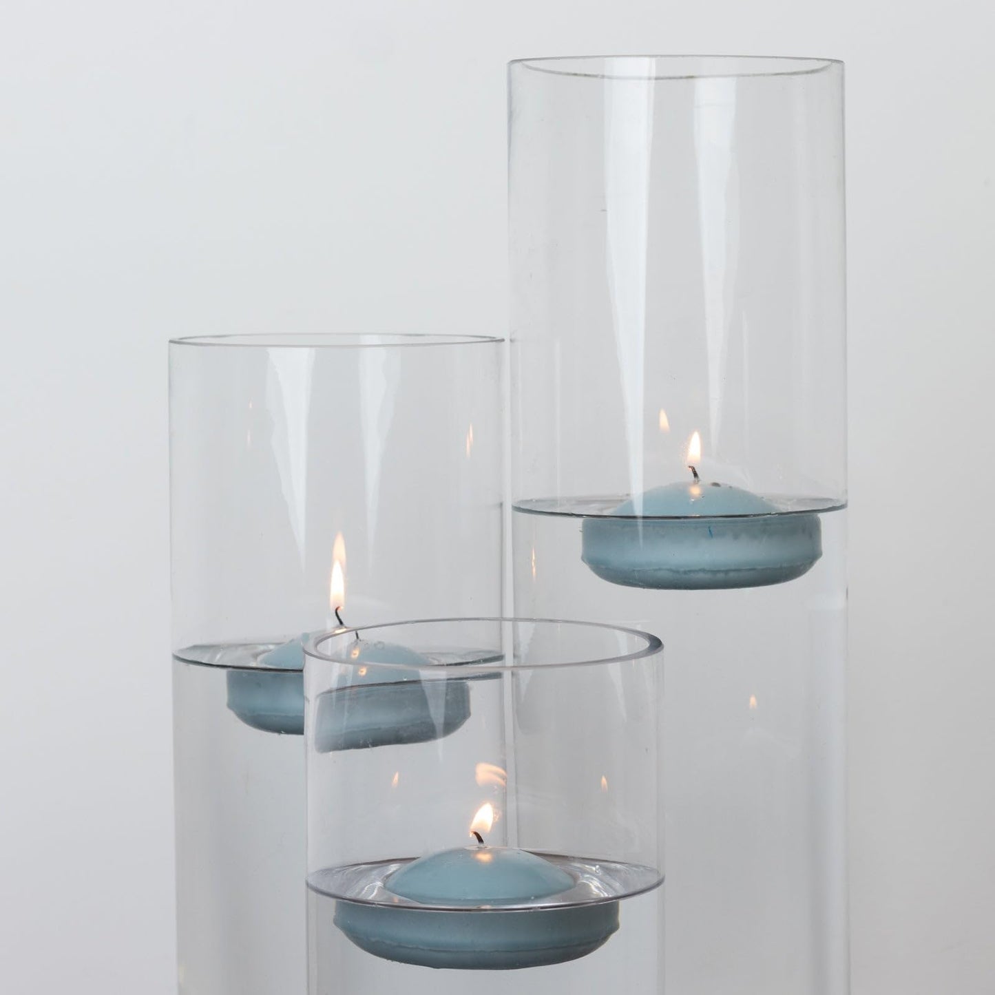 Efavormart 12 Pack 3" Dusty Blue Unscented Floating Candles, Long Burn Dripless Wax Discs with Cotton Wick for Cylinder Vases and Wedding Centerpieces