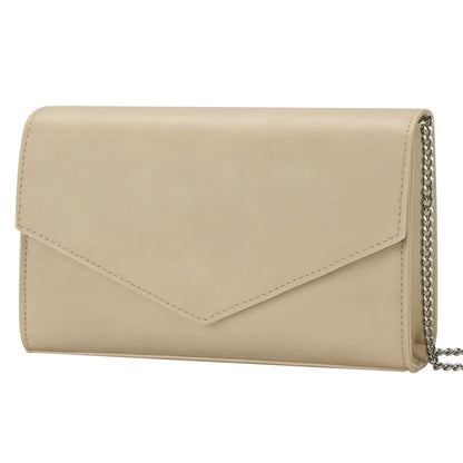 GM LIKKIE Clutch Purse for Women, Evening Envelope Clutch Bag, Crossbody Foldover PU Leather Shoulder Handbag (Beige)