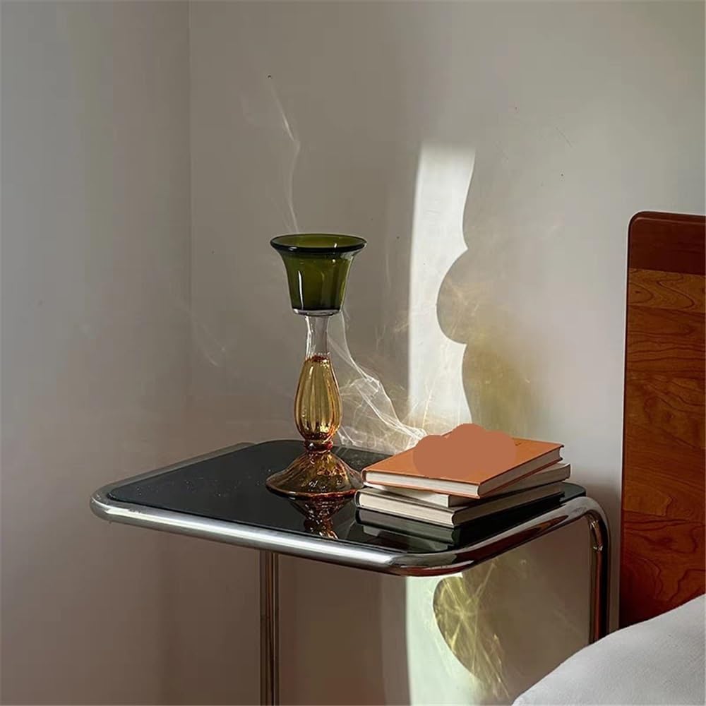 YUHUAWF Candle Holderss Second-Hand Transparent Single-Head Candlestick High-Grade Glass Green Decorative Aromatherapy Candle Holder Decorative Candlestick