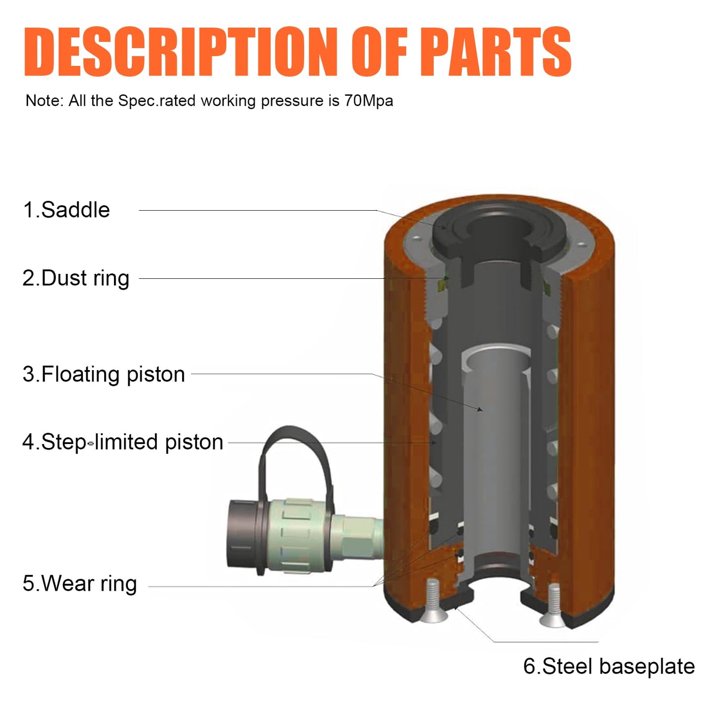 HZLZRZ 30 Ton Hydraulic Cylinder Jack Porta Power Ram 2" Stroke, CP-700B Manual Hydraulic Hand Pump, Hollow Single Acting Lifting Cylinders for Machinery Shipbuilding