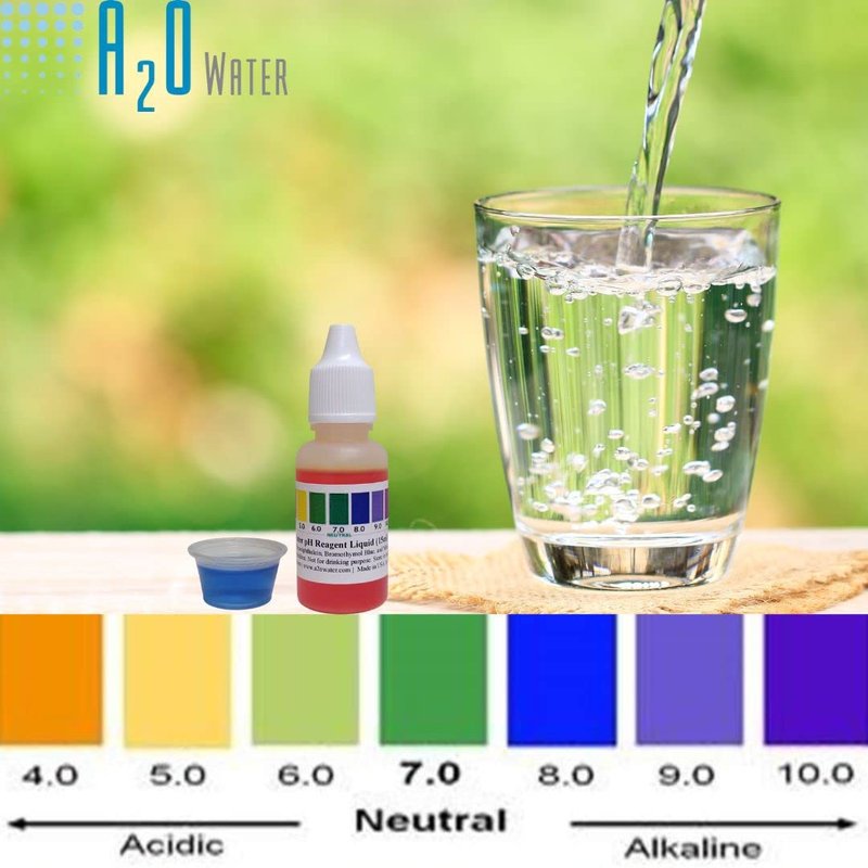 Alkaline Water, Tap, and Drinking Water Accurate Measure of pH Level, Test kit wht, up to 125 Tests per Bottle 0.50 Fl Oz by A2O Water - Made in USA