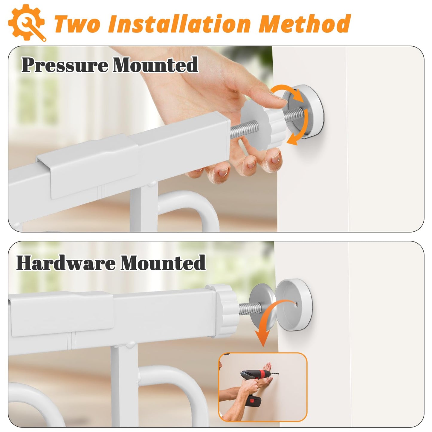 Extra Wide Baby Gate with Door 70-85.7 Inch Pressure Mounted, Auto Close Child Baby Gates for Doorways No Drill, Walk Through Dog Gate Indoor for The House, White