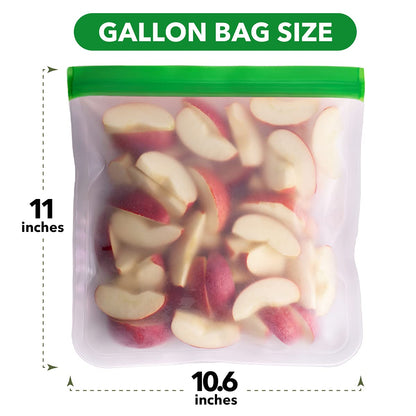 Greenzla Reusable Food Storage Bags - 12 Pack BPA-Free, Extra Thick, Leakproof Freezer & Lunch Carriers; 4 Gallon, Sandwich & Snack Options - Reusable Lunch Bags
