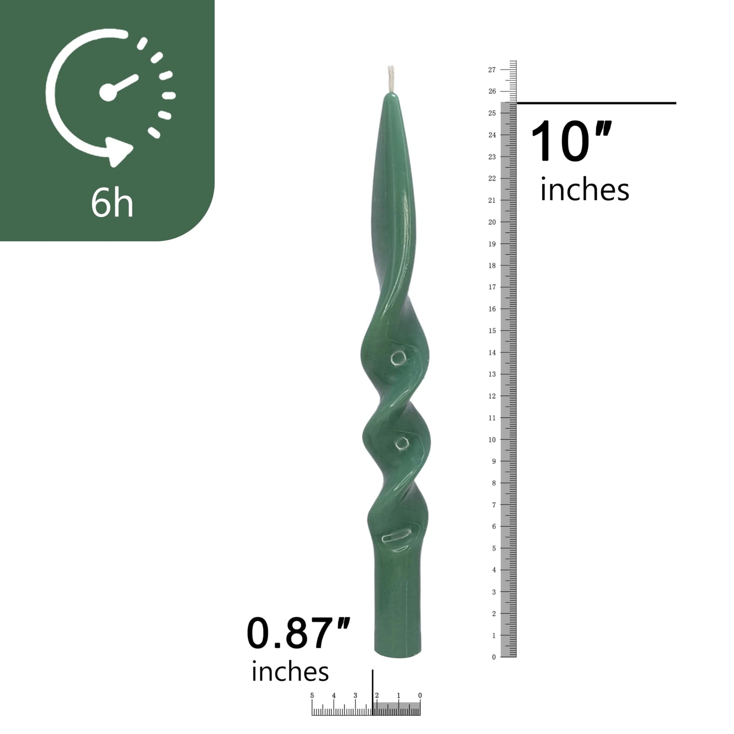DEVSYWAX Spiral Taper Candles 10inches Long Candlesticks Green Candlestick Unscented Twist Candle 4-Pack for Home Dinner Wedding Party Decoration 24D4PC-GREEN